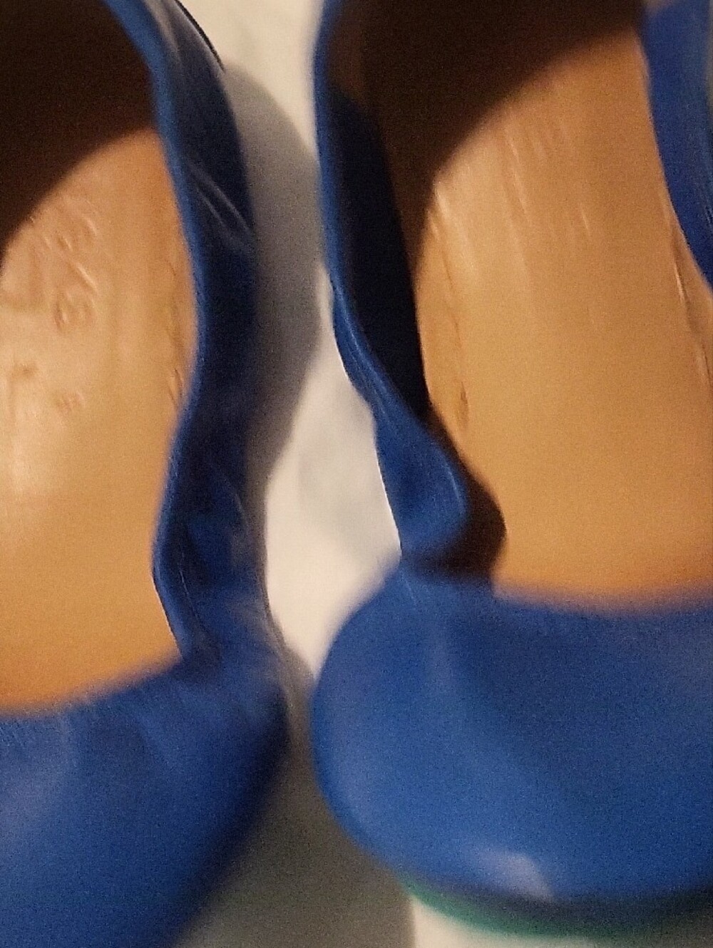 Tieks Cobalt Blue Leather Ballet Flat with Teal Sole Accent - Picture 3 of 9